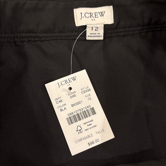 J Crew Factory Faux Patent Leather A-Line Mini Skirt 12 NWT Side Zip - Picture 3 of 5